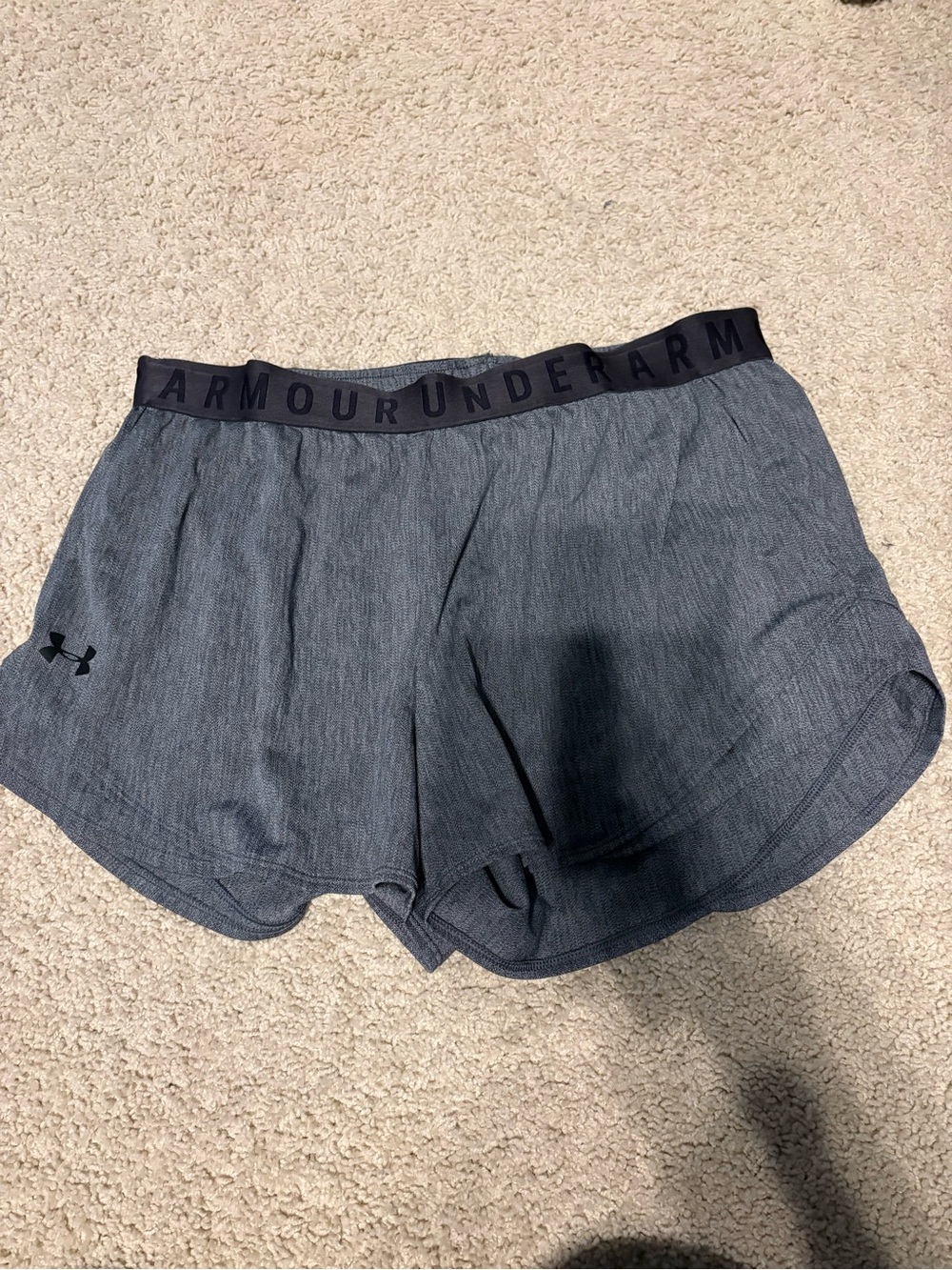 Under Armour Women's Dark Gray Athletic Shorts with Branded Waistband